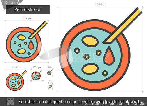 Image of Petri dish line icon.