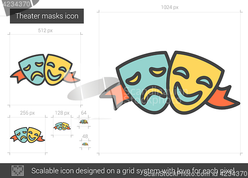 Image of Theater masks line icon.