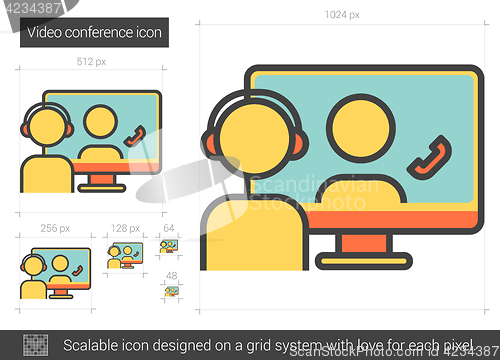 Image of Video conference line icon.