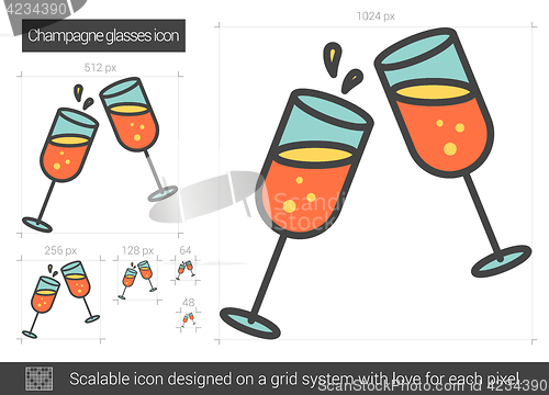 Image of Champagne glasses line icon.