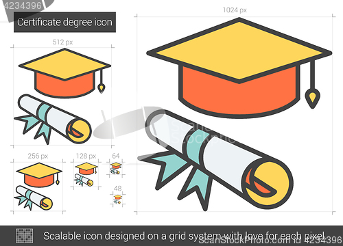 Image of Certificate degree line icon.