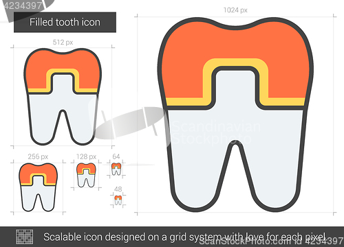 Image of Filled tooth line icon.
