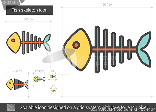 Image of Fish skeleton line icon.