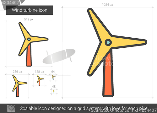 Image of Wind turbine line icon.