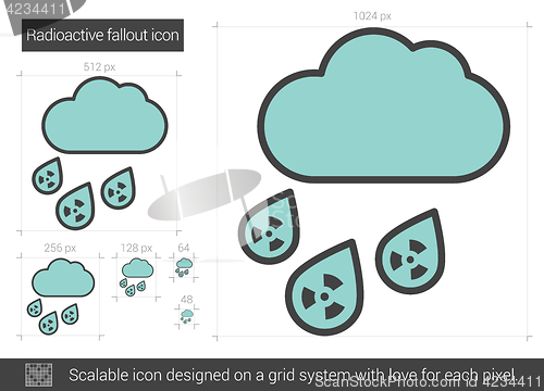 Image of Radioactive fallout line icon.