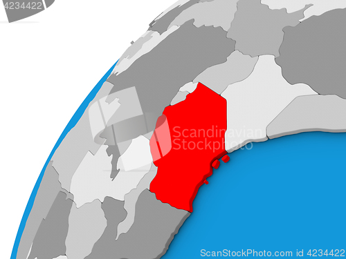 Image of Tanzania on globe in red