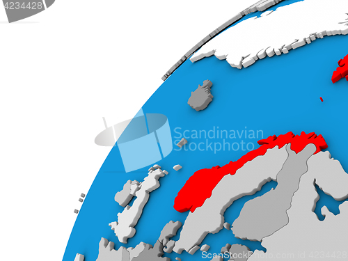 Image of Norway on globe in red