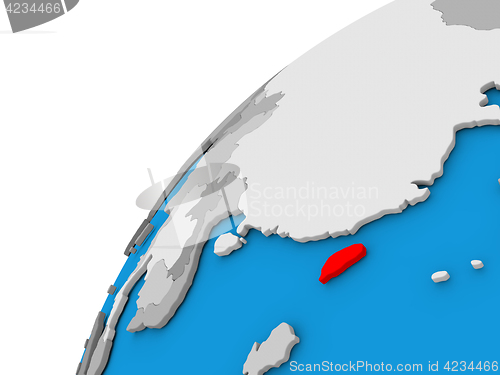 Image of Taiwan on globe in red