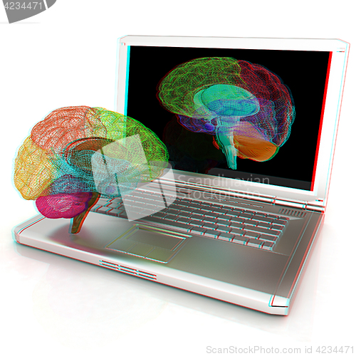 Image of creative three-dimensional model of real human brain and scan on