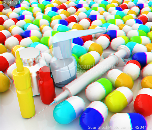 Image of Tablets background. 3D illustration. Anaglyph. View with red/cya