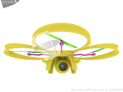 Image of Drone, quadrocopter, with photo camera flying. 3d render. Anagly