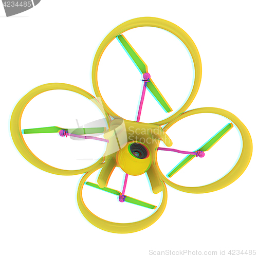 Image of Drone, quadrocopter, with photo camera flying. 3d render. Anagly