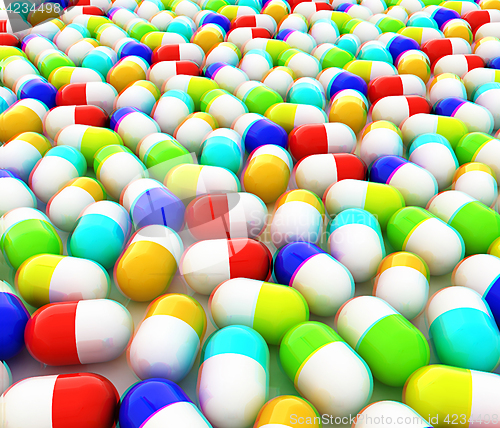 Image of Tablets background. 3D illustration. Anaglyph. View with red/cya