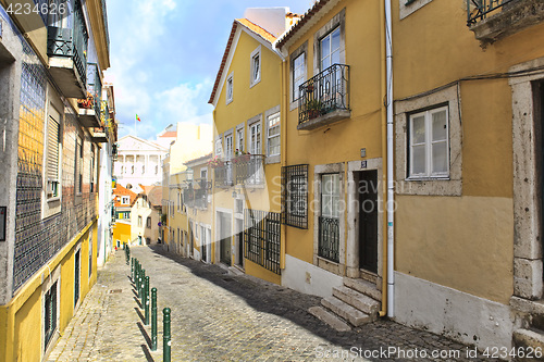 Image of Street  in old town of Lisbon, Portugal