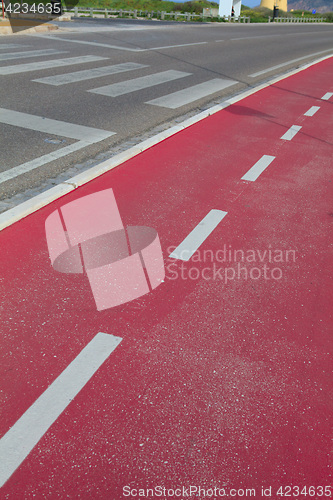 Image of Red bicycle path