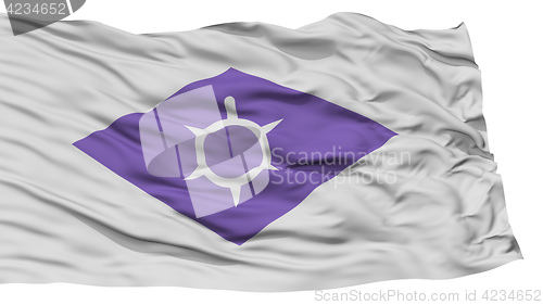 Image of Isolated Kofu Flag, Capital of Japan Prefecture, Waving on White Background