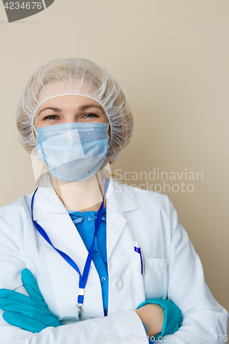 Image of Young girl in mask, gloves