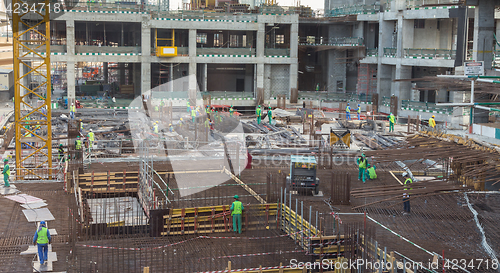 Image of Modern building constraction site works.