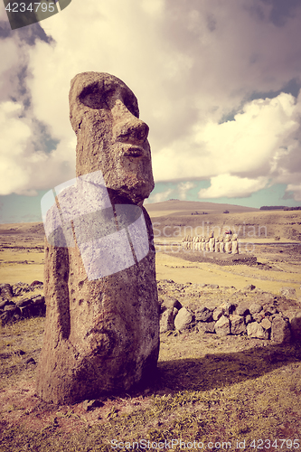 Image of Moai statue, ahu Tongariki, easter island