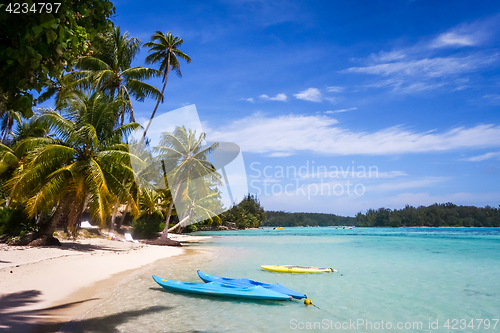 Image of Paradise tropical beach and lagoon in Moorea Island