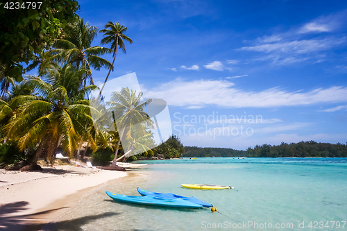 Image of Paradise tropical beach and lagoon in Moorea Island