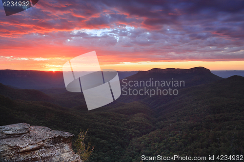 Image of Sunrise views over Jamison Valley to Mount Solitary Australia