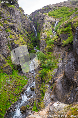 Image of Glymur waterfall during summer in Iceland