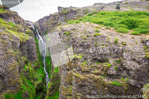 Image of Glymur waterfall during summer in Iceland