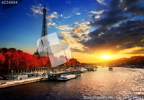 Image of Eiffel Tower in autumn