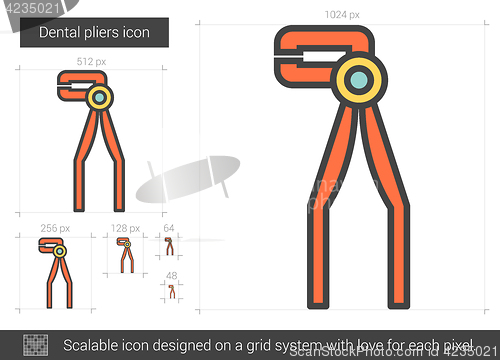 Image of Dental pliers line icon.