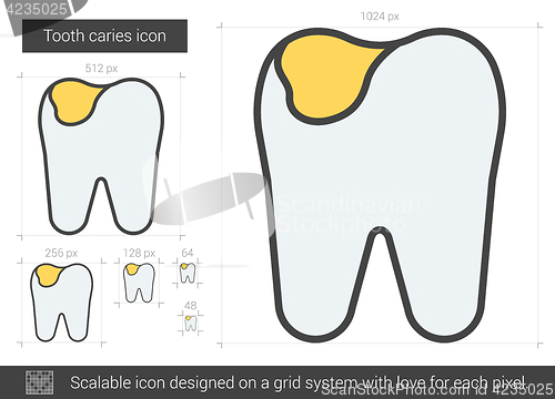 Image of Tooth caries line icon.