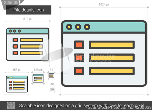 Image of File details line icon.