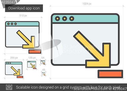 Image of Download app line icon.