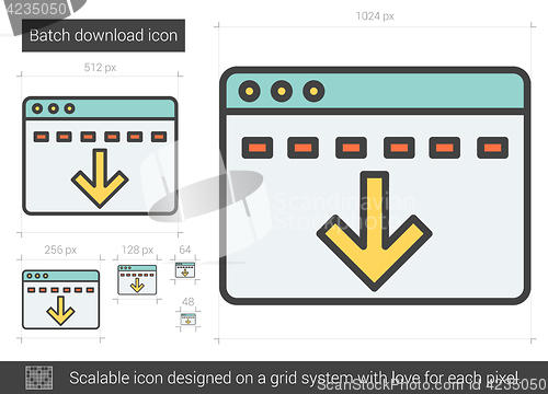 Image of Batch download line icon.