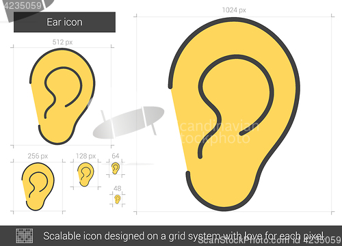 Image of Ear line icon.