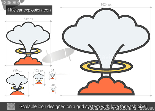 Image of Nuclear explosion line icon.