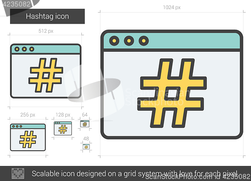 Image of Hashtag line icon.