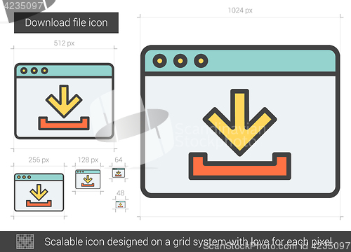 Image of Download file line icon.