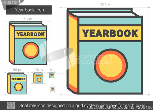 Image of Year book line icon.