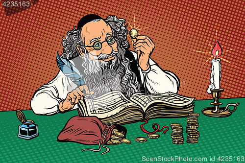 Image of Old Jew with coins