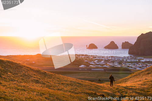 Image of Sunset at the vestmannaeyjar island