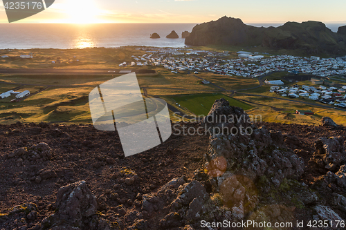 Image of Sunset at the vestmannaeyjar island