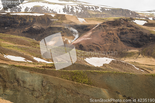 Image of Icelandic geothermal area during winter