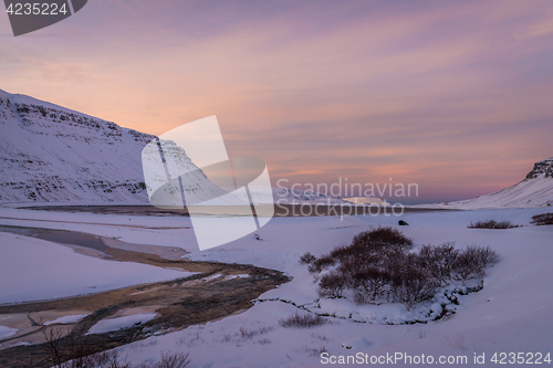 Image of Winter landscape near Glymur waterfall, Iceland