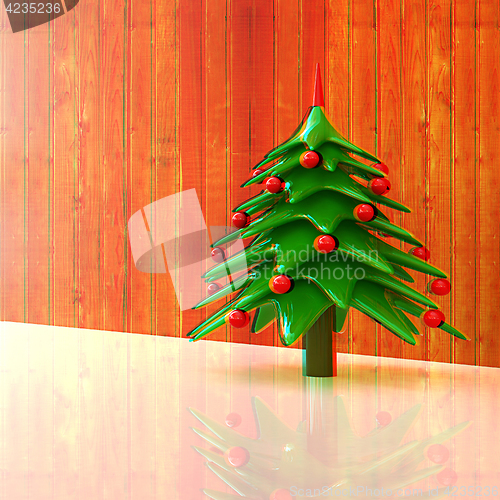 Image of Christmas background. 3d illustration. Anaglyph. View with red/c