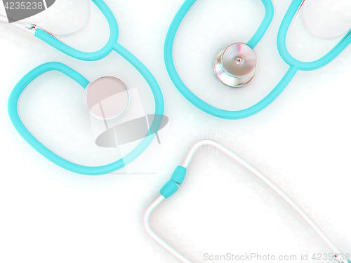 Image of stethoscope. 3d illustration. Anaglyph. View with red/cyan glass
