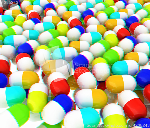 Image of Tablets background. 3D illustration. Anaglyph. View with red/cya