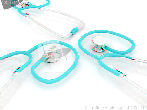 Image of stethoscope. 3d illustration. Anaglyph. View with red/cyan glass