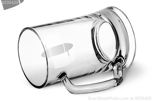 Image of Big glass beer mug lying down