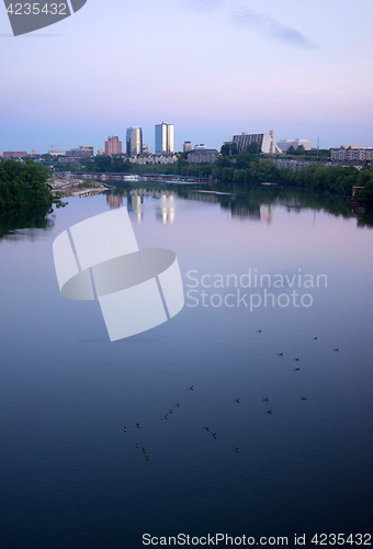 Image of Sunrise Tennessee River Waterbirds Knoxville Downtown City Skyli